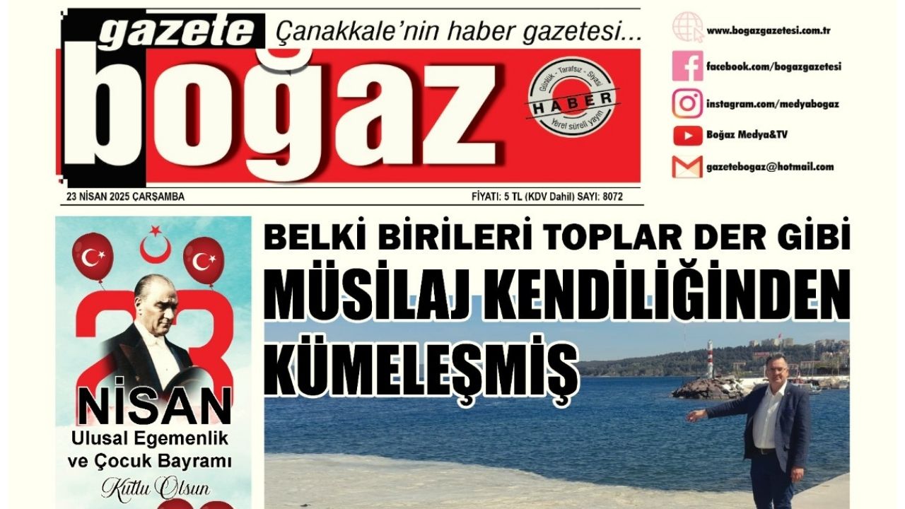 Çanakkale Boğaz Gazetesi 23 Nisan Çarşamba