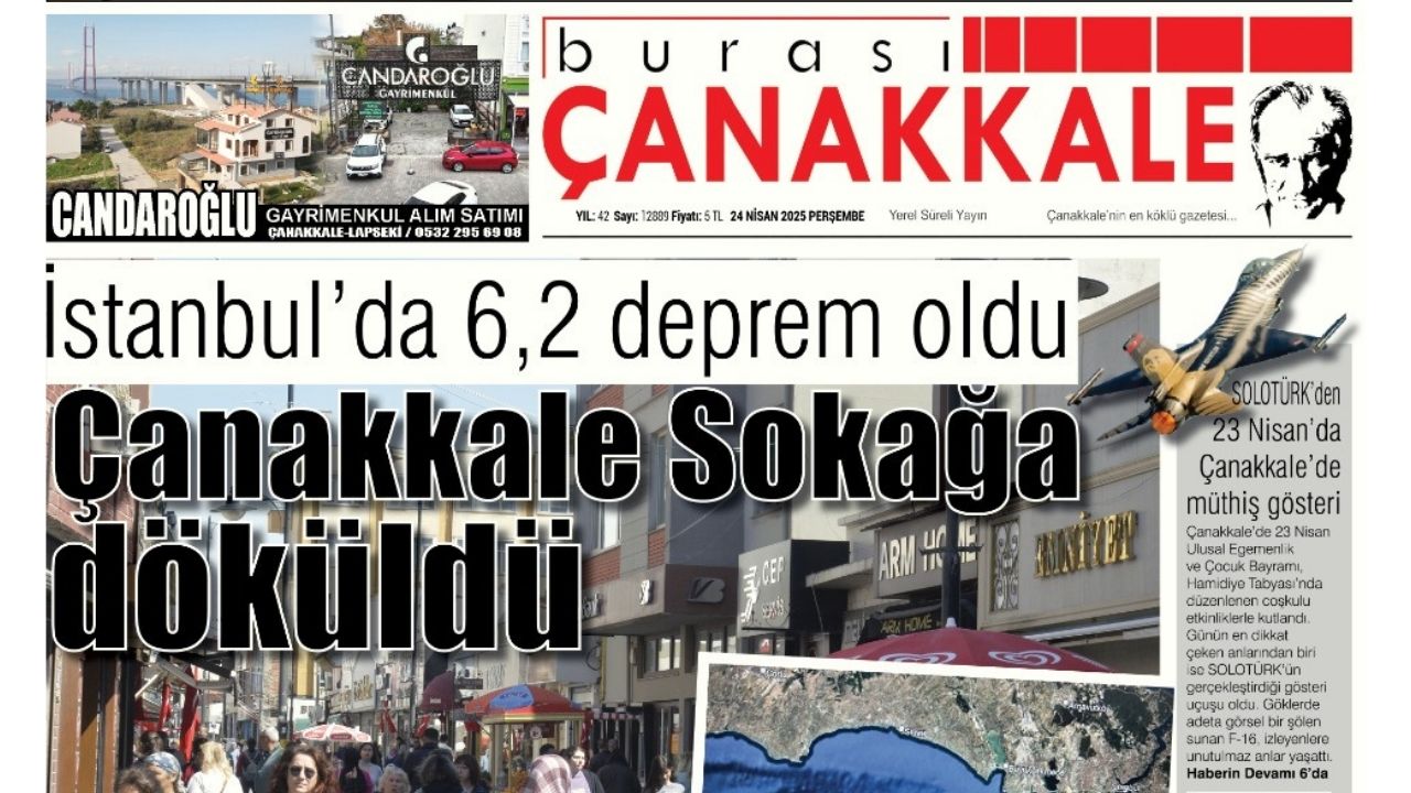 Burası Çanakkale Gazetesi 24 Nisan Perşembe