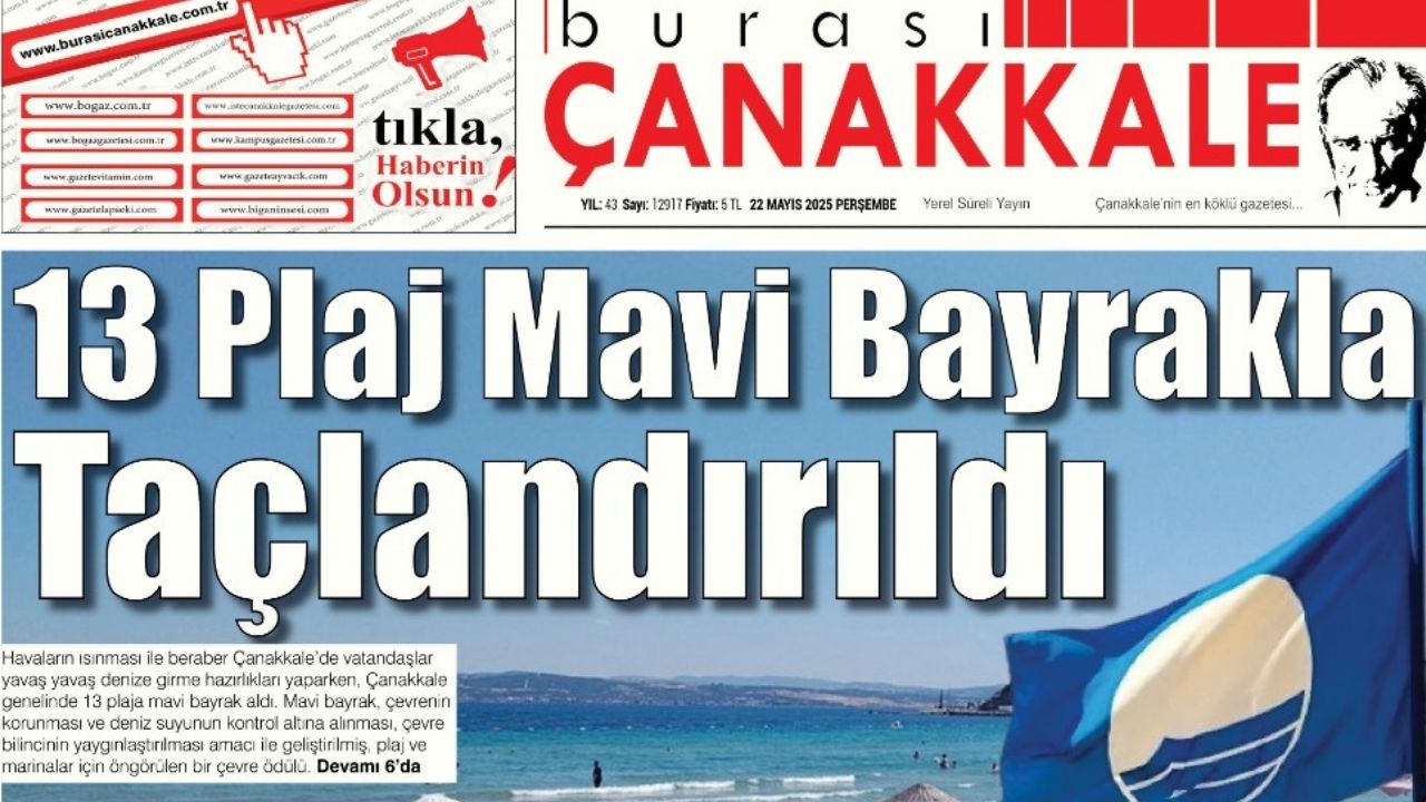 Burası Çanakkale Gazetesi 22 Mayıs Perşembe