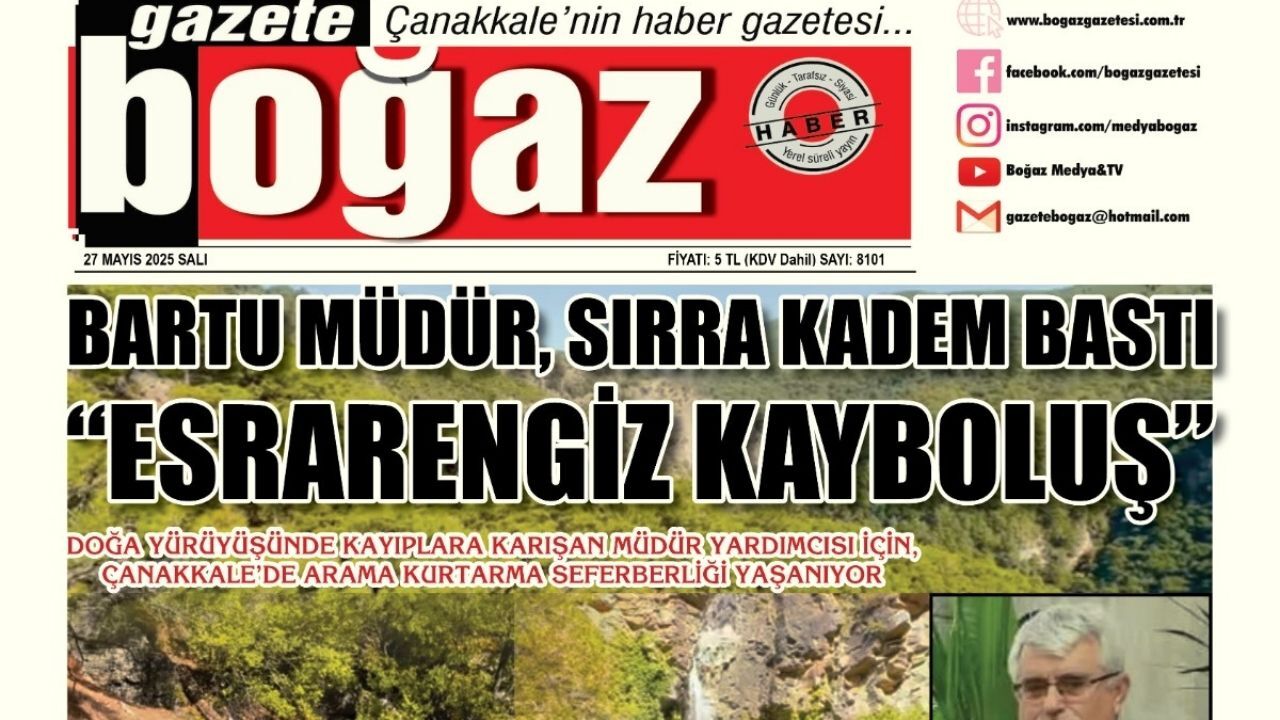 Çanakkale Boğaz Gazetesi 27 Mayıs Salı