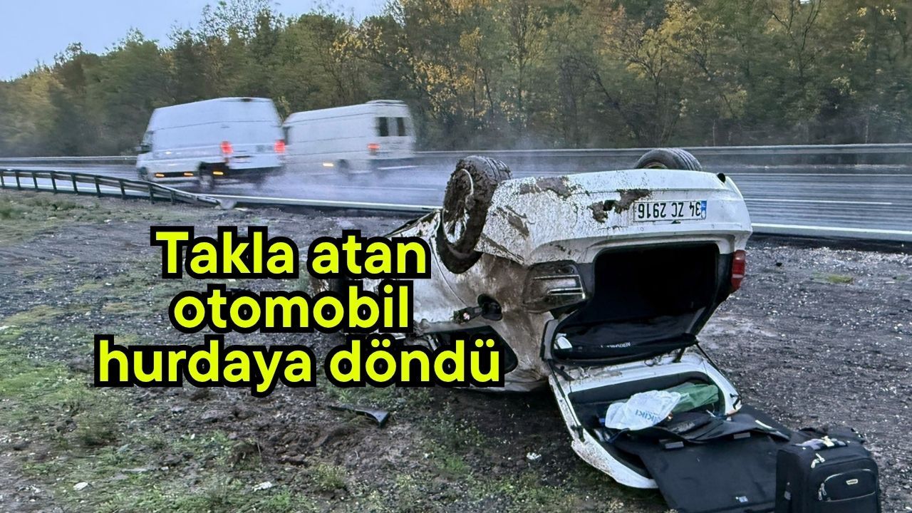Takla atan otomobil hurdaya döndü