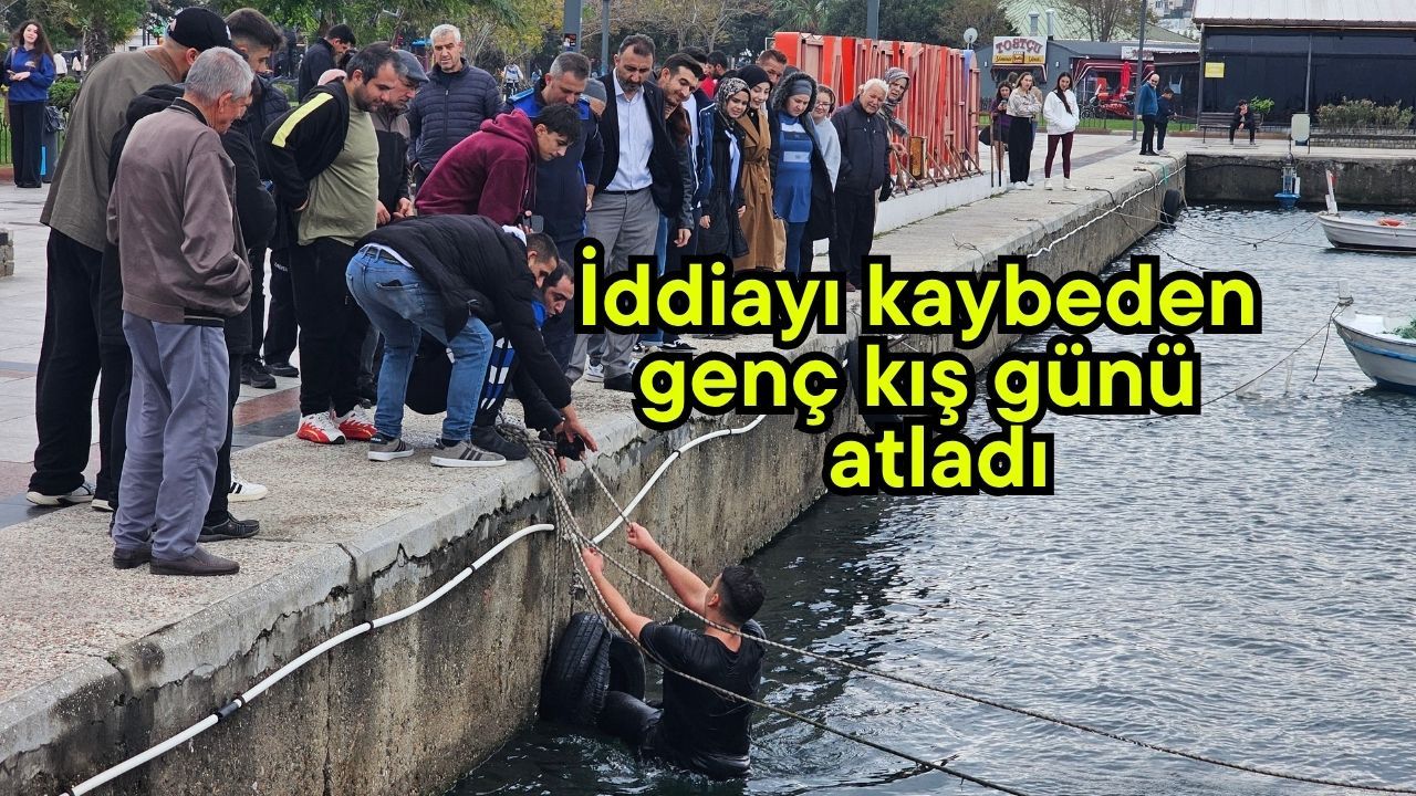 İddiayı kaybeden genç kış günü denize atladı