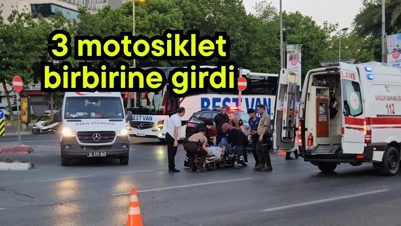 3 motosiklet birbirine girdi (Video)