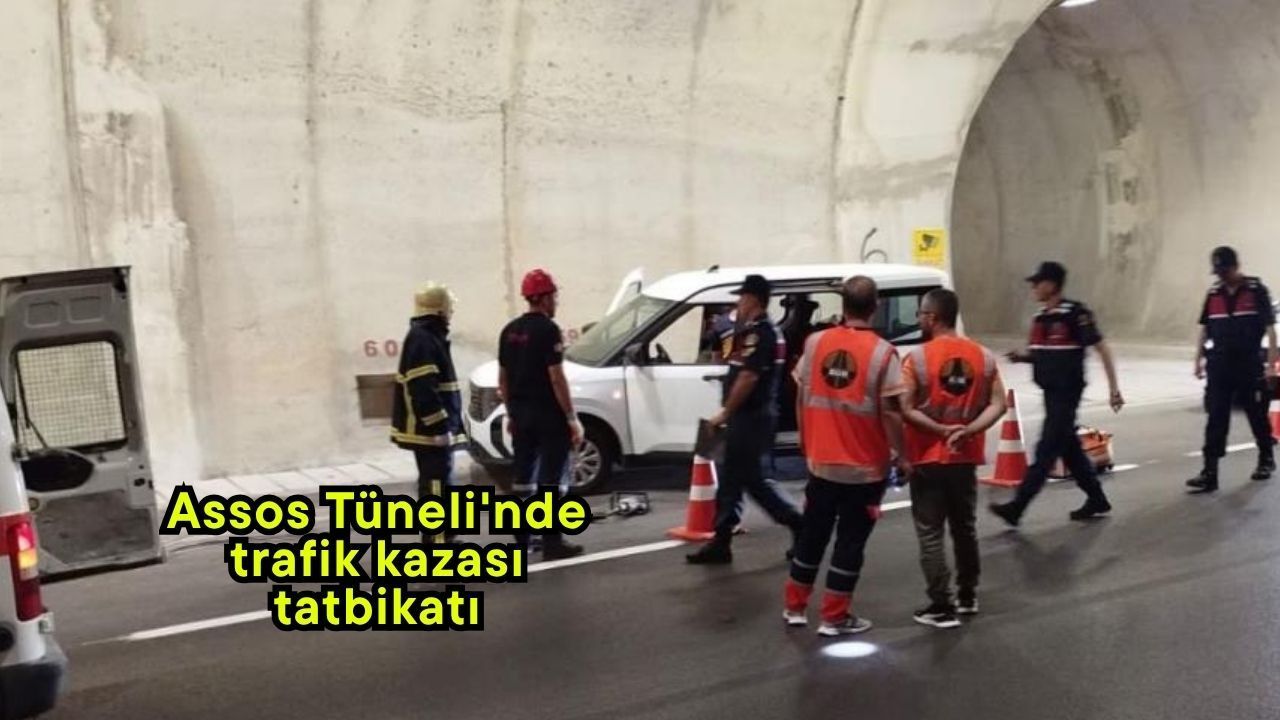 Assos Tüneli'nde trafik kazası tatbikatı