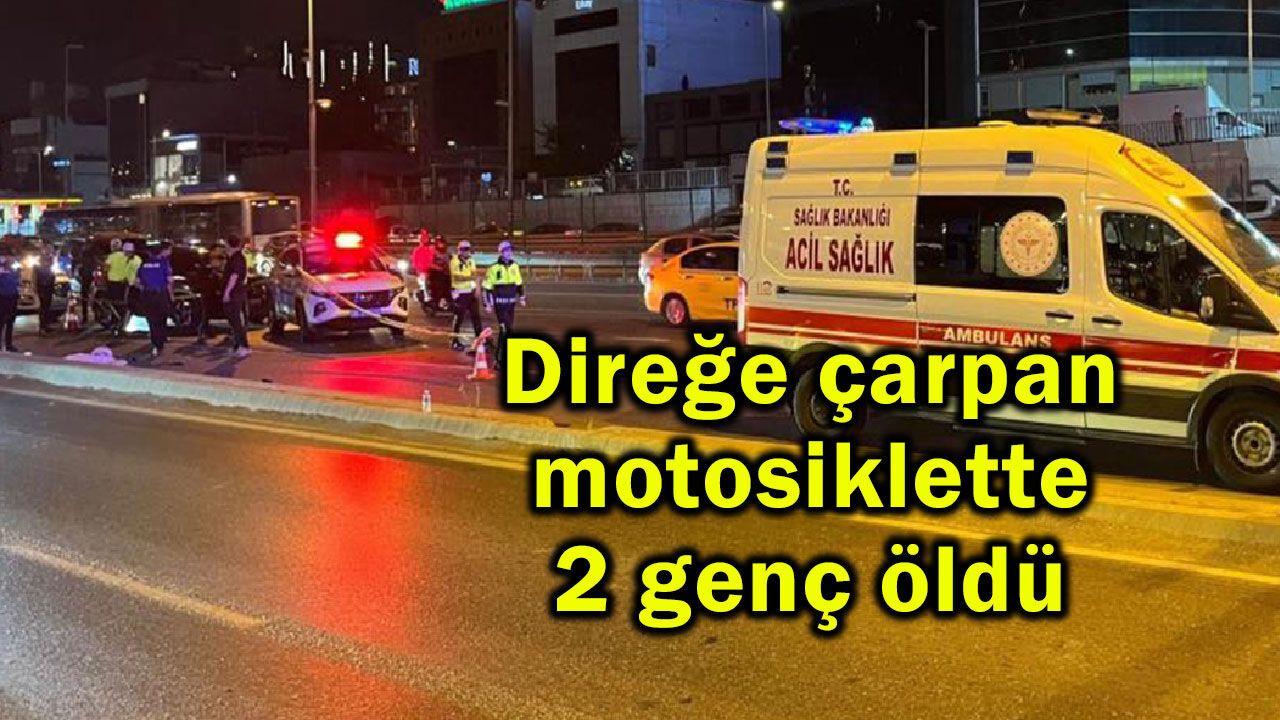 Direğe çarpan motosiklette 2 genç öldü (Video)