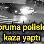 Koruma polisleri kaza yaptı