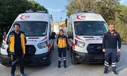 İki adet kırmızı şeritli ambulans!