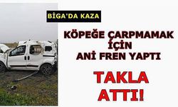 Köpeğe çarpmamak için takla attı