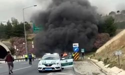 Tünelde tır yandı, 17 kişi dumandan etkilendi (VİDEO)