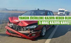 Anız yangını zincirleme kazaya sebep oldu