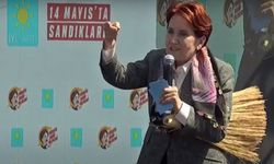 Akşener'den Çanakkale'de süpürgeli miting (VİDEO)