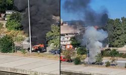 Çanakkale'de park halindeki otomobil alev alev yandı (VİDEO)