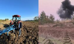 Tarlayı süren çiftçi patlamamış el bombası buldu