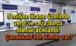 5 milyon liranın üzerinde vergi ve ceza borcu olanlar açıklandı! Çanakkale'den kimler var?