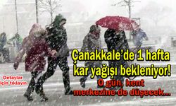 Çanakkale’de 1 hafta kar yağışı bekleniyor!