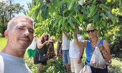 Çanakkale'yi turistlere tanıtmak için bahçelerinden meyve ikram ediyor