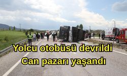 Yolcu otobüsü devrildi, can pazarı yaşandı