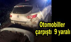 Otomobiller çarpıştı 9 yaralı