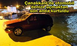Çanakkale'de otomobil denize uçmaktan son anda kurtuldu (Video)