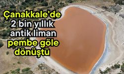 Çanakkale'de 2 bin yıllık antik liman pembe göle dönüştü (Video)