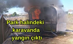 Park halindeki karavanda yangın çıktı