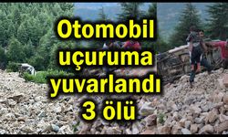 Otomobil uçuruma yuvarandı 3 ölü