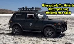 Gökçeada'da Tuz Gölünde drift yapan araç trafikten men edildi (Video)