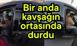 Bir anda kavşağın ortasında durdu