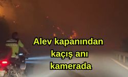 Alev kapanından kaçış anı kamerada (Video)