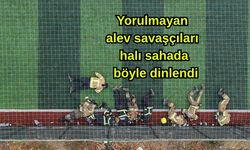 Yorulmayan alev savaşçıları halı sahada böyle dinlendi (Video)