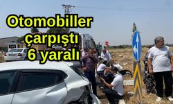 Otomobiller çarpıştı, 6 yaralı