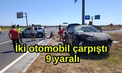 İki otomobil çarpıştı, 9 yaralı