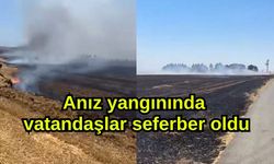 Anız yangınında vatandaşlar seferber oldu