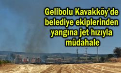 Gelibolu Kavakköy’de belediye ekiplerinden yangına jet hızıyla müdahale