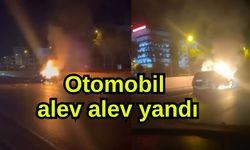 Otomobil alev alev yandı