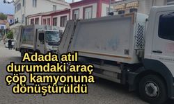 Adada atıl durumdaki araç çöp kamyonuna dönüştürüldü