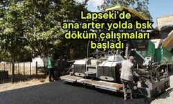 Lapseki’de ana arter yolda bsk döküm çalışmaları başladı