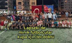 Lapseki’de minik futbolcular kupa için ter döktü