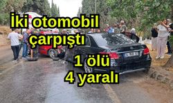 İki otomobil çarpıştı, 1 ölü, 4 yaralı (Video)