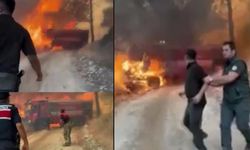Çanakkale'de can pazarı, itfaiye aracı yandı! (Video)