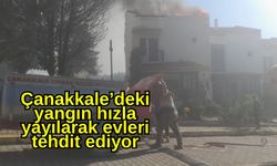 Çanakkale’deki yangın hızla yayılarak evleri tehdit ediyor