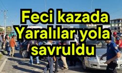 Feci kazada yaralılar yola savruldu