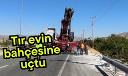 Tır evin bahçesine uçtu