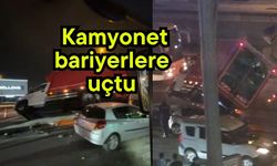 Kamyonet bariyerlere uçtu (Video)