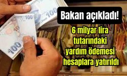 Toplam 6 milyar lira tutarındaki yardım ödemesi hesaplara yatırıldı