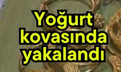 Yoğurt kovasında yakalandı