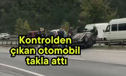 Kontrolden çıkan otomobil takla attı