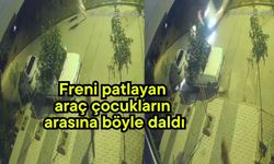 Freni patlayan araç çocukların arasına böyle daldı (Video)