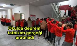 Okulda deprem tatbikatı gerçeği aratmadı (Video)