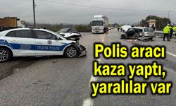 Polis aracı kaza yaptı, yaralılar var (Video)
